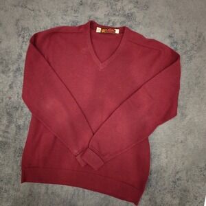 Vintage Jersild Mens 2XL Tall Burgundy V-Neck Knit Sweater Made in USA Maroon